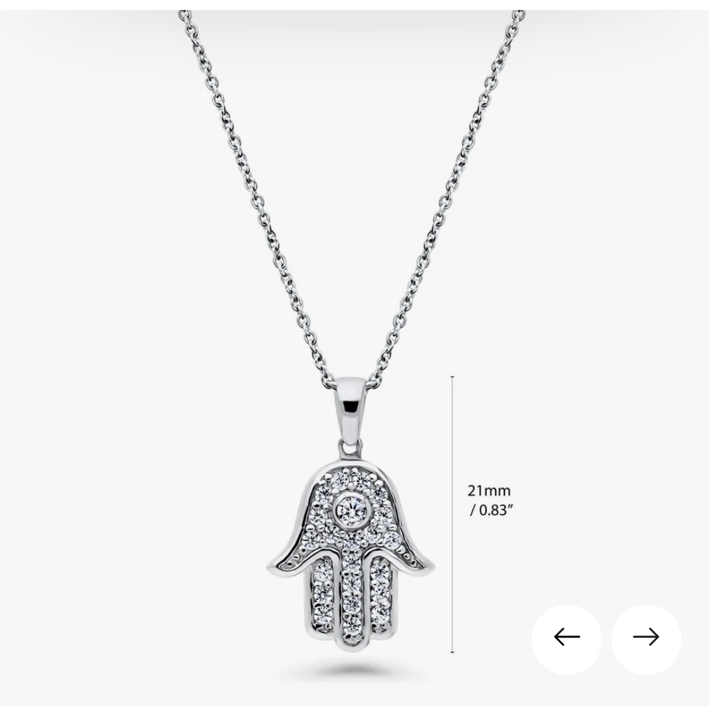 Hamsa Hand CZ Necklace in Sterling Silver - Picture 7 of 7